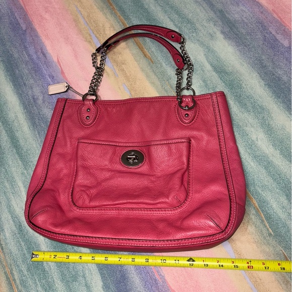 Coach Pink Shoulder Bag with Chain Straps - Picture 9 of 11